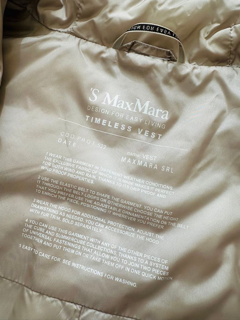 エスマックスマーラ‘SMaxMara☆ビジューフード付軽量ダウンロングベスト40