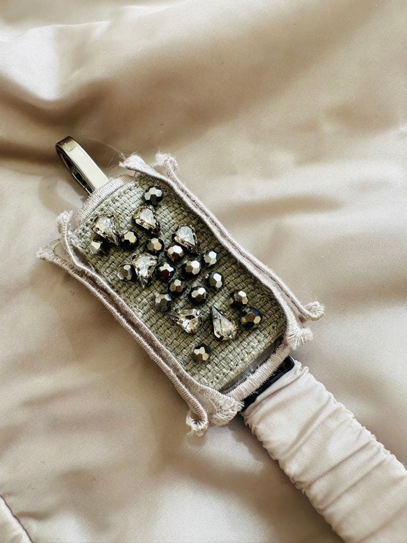 エスマックスマーラ‘SMaxMara☆ビジューフード付軽量ダウンロングベスト40