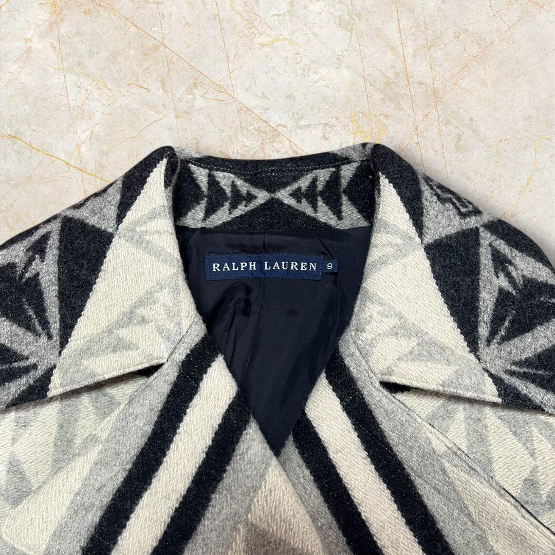 ◎90s/ネイティブ柄◎ラルフローレン★9号　M相当★ウール　コート★幾何学模様