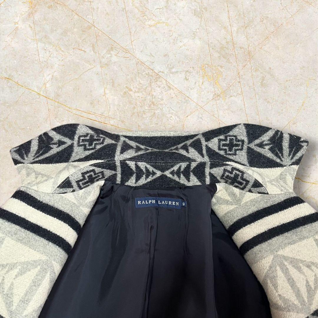 ◎90s/ネイティブ柄◎ラルフローレン★9号　M相当★ウール　コート★幾何学模様