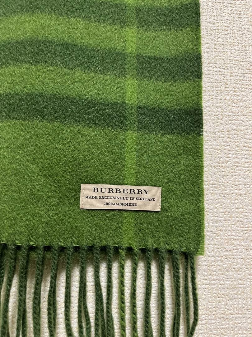 BURBERRY　バーバリー　マフラー　カシミア100％　未使用に近い　グリーン