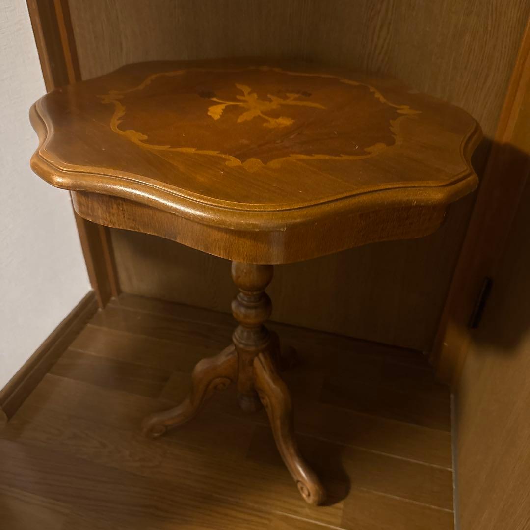 現品渡し　象嵌　イタリア　コーヒーテーブル　丸テーブル　サイドテーブル