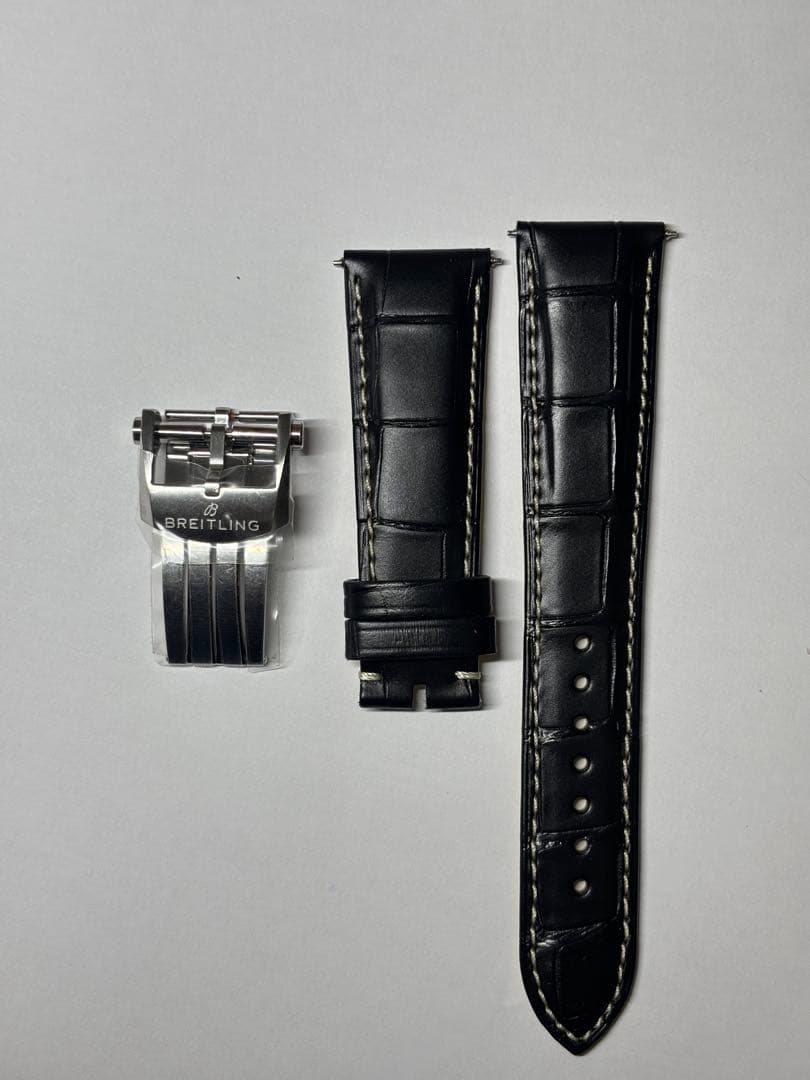 【未使用】ブライトリング純正 ブラックアリゲーターストラップ&Dバックル
