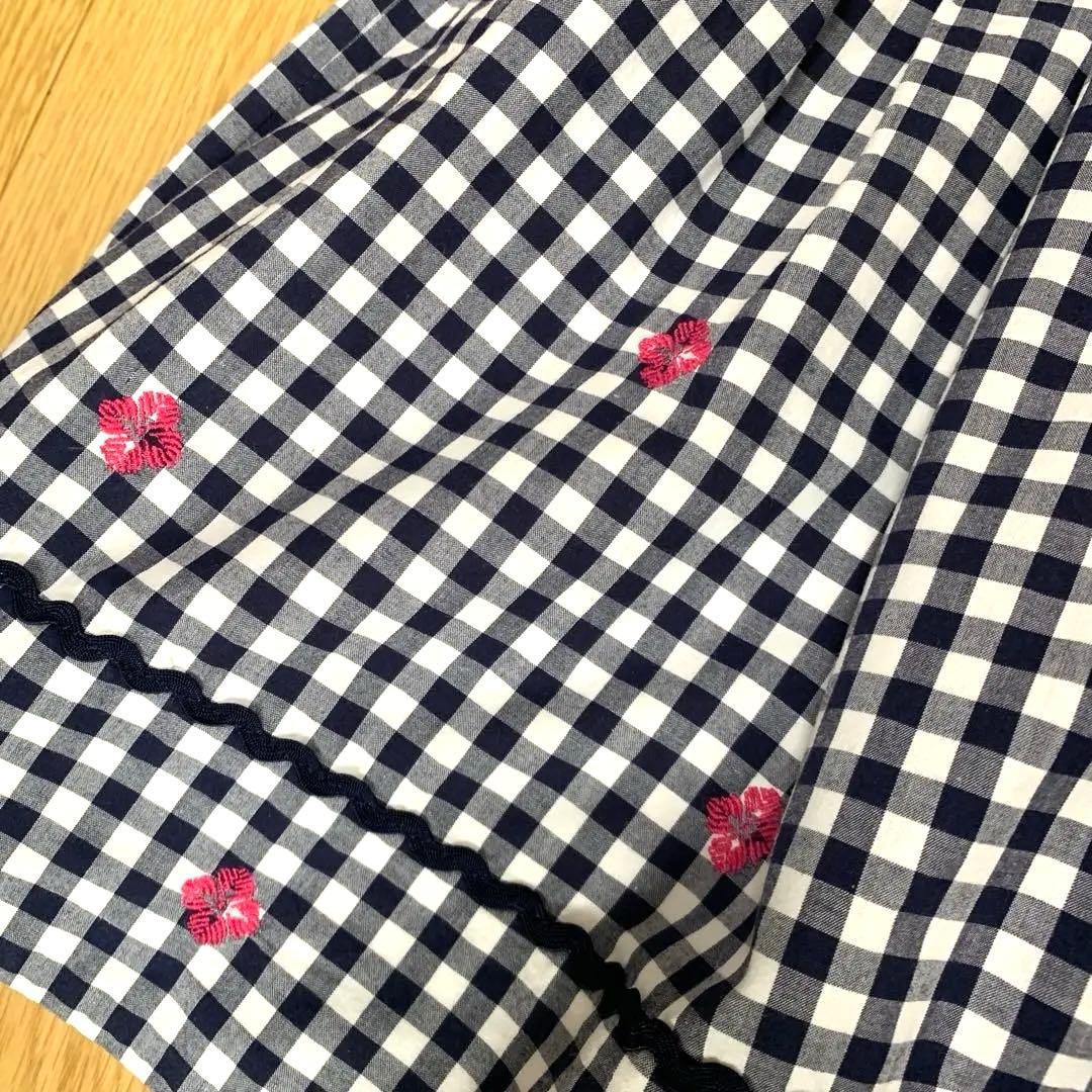 美品＊ケイトスペード＊ギンガムチェック柄ノースリーブワンピースドレス＊140