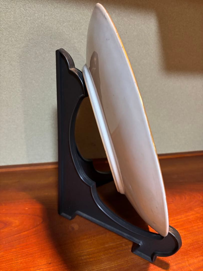 九谷焼き 百人一首大皿 直径39.5cm厚み4.5cm 箱あり、絵皿スタンド付き