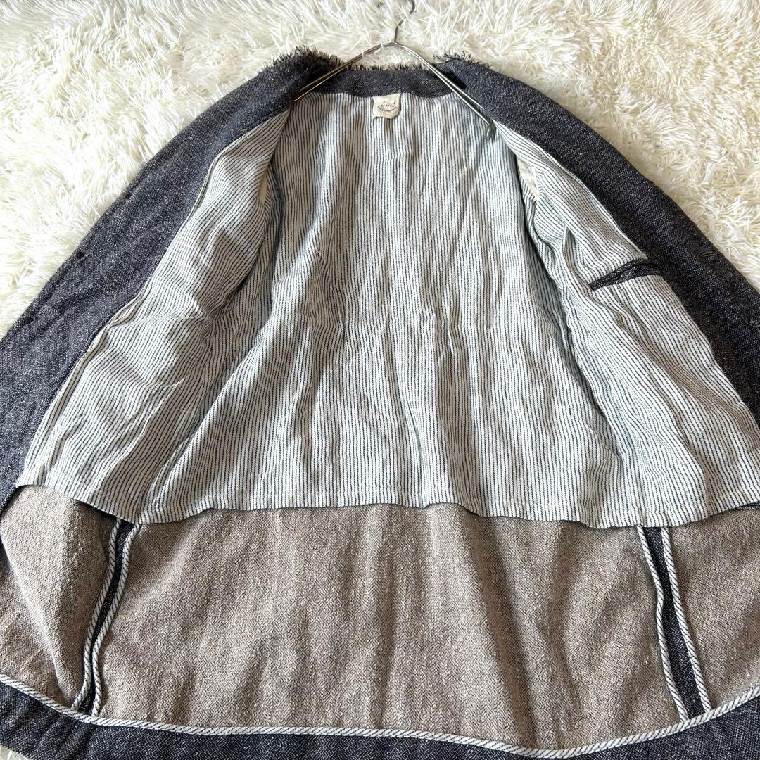 美品　45R DASH 45rpmインディゴツイード　オーガニックコットンコート
