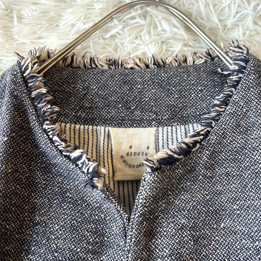 美品　45R DASH 45rpmインディゴツイード　オーガニックコットンコート