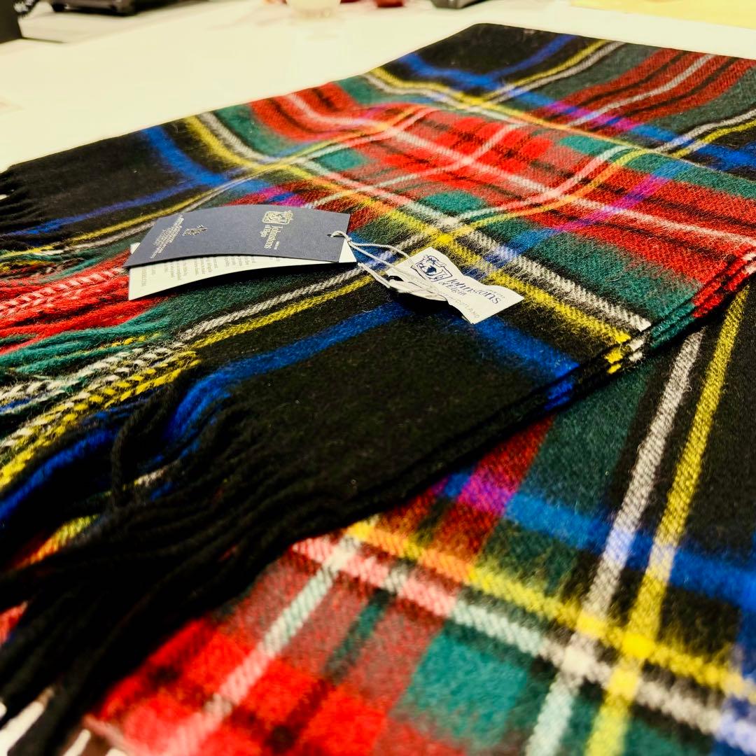 ジョンストンズ カシミア 大判ストール マフラー ブラックスチュワート（即発）