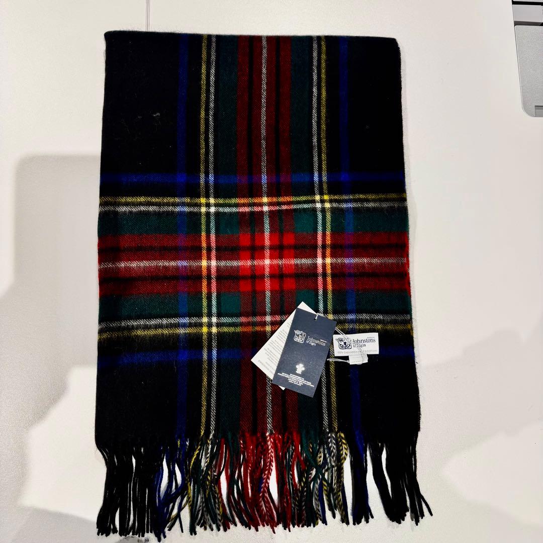 ジョンストンズ カシミア 大判ストール マフラー ブラックスチュワート（即発）
