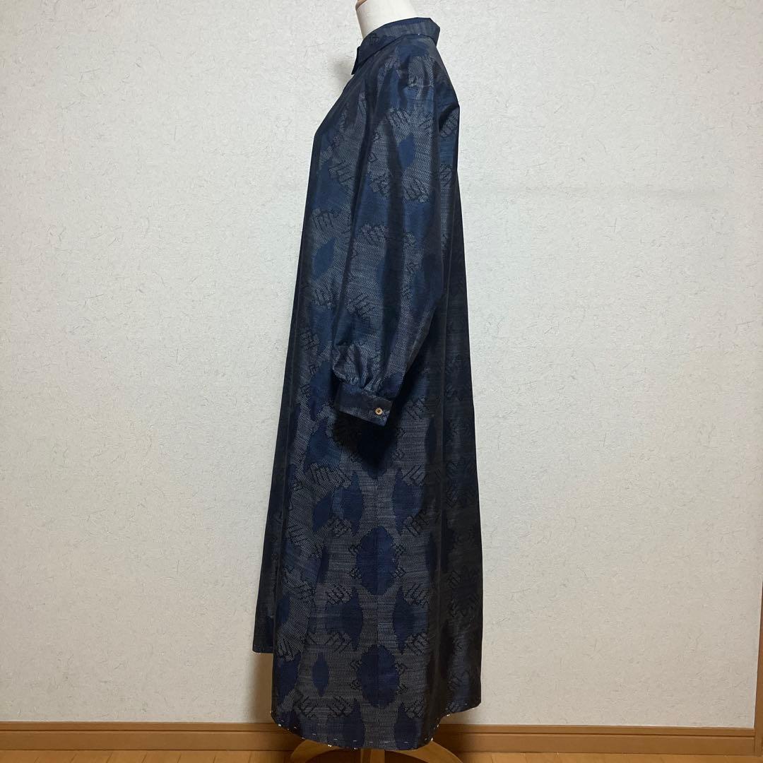 着物リメイク＊大島紬シャツワンピース