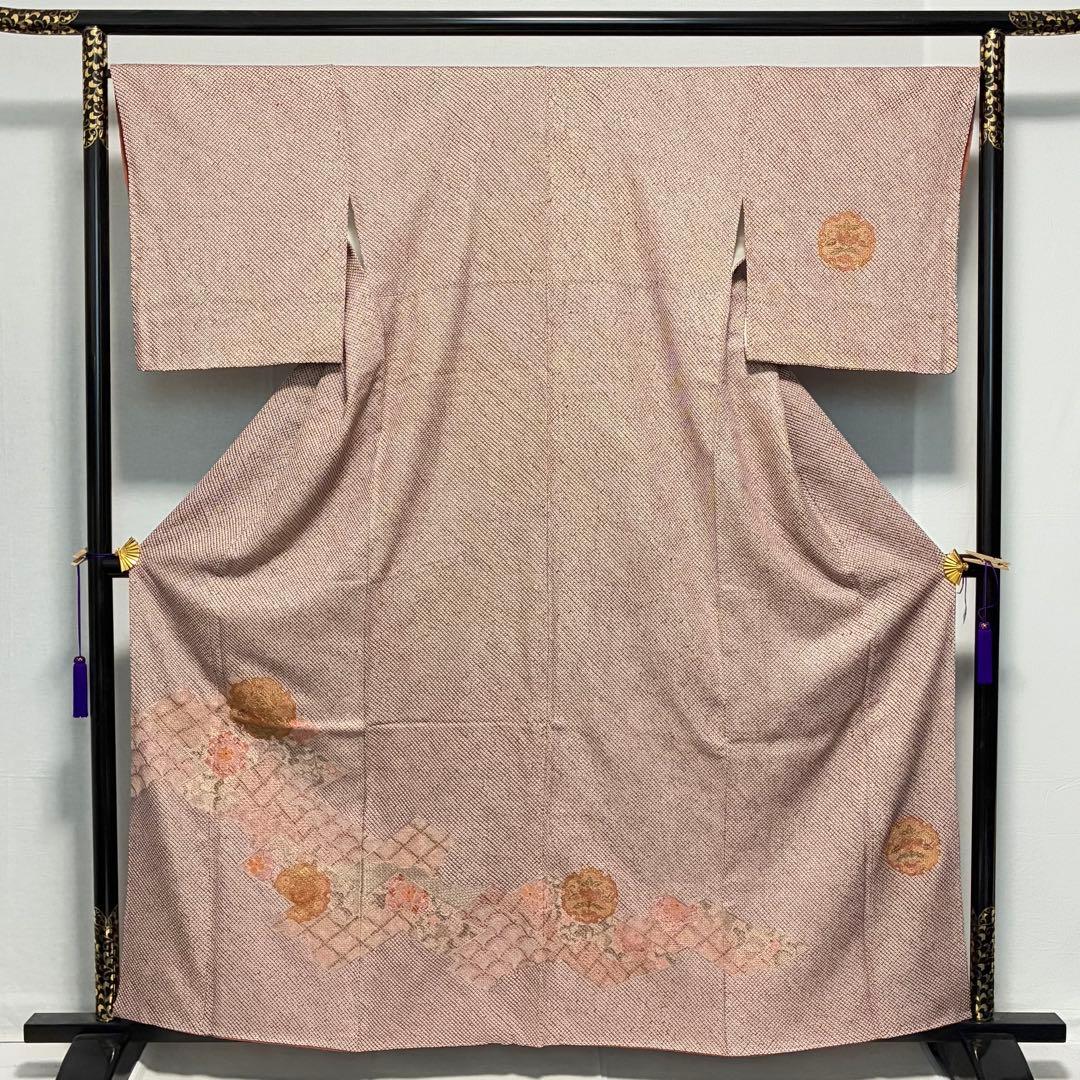 D179訪問着　総絞り総刺繍　汕頭・蘇州　正絹着物　袷　しつけ糸付き未使用極美品