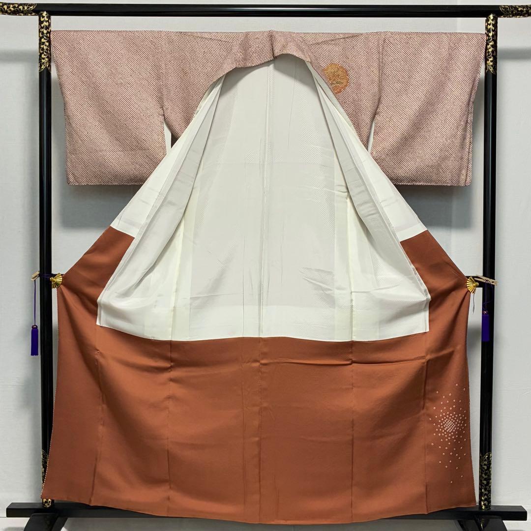 D179訪問着　総絞り総刺繍　汕頭・蘇州　正絹着物　袷　しつけ糸付き未使用極美品