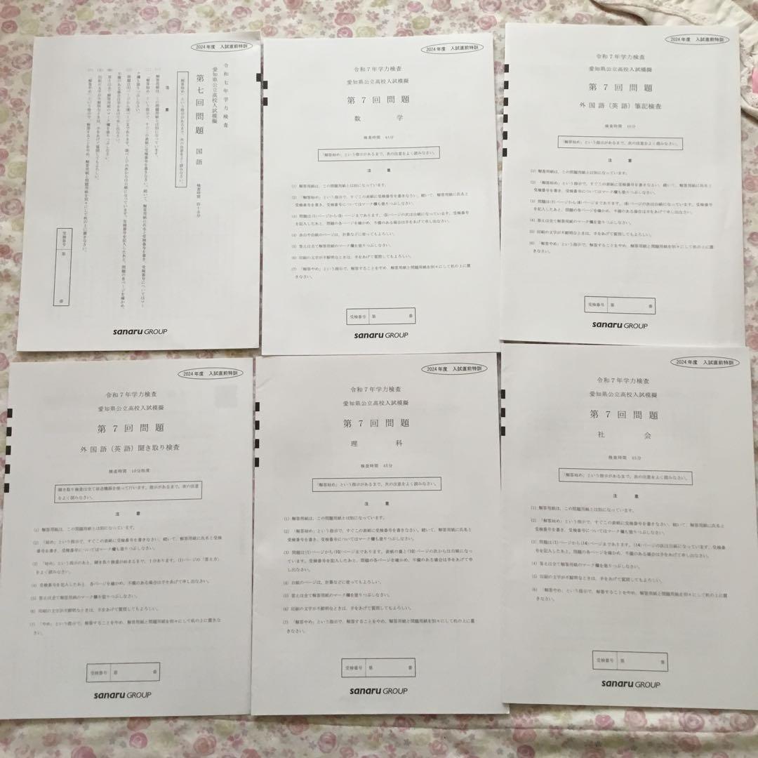 サナル　愛知県公立高校入試模擬　2024年度　８回分