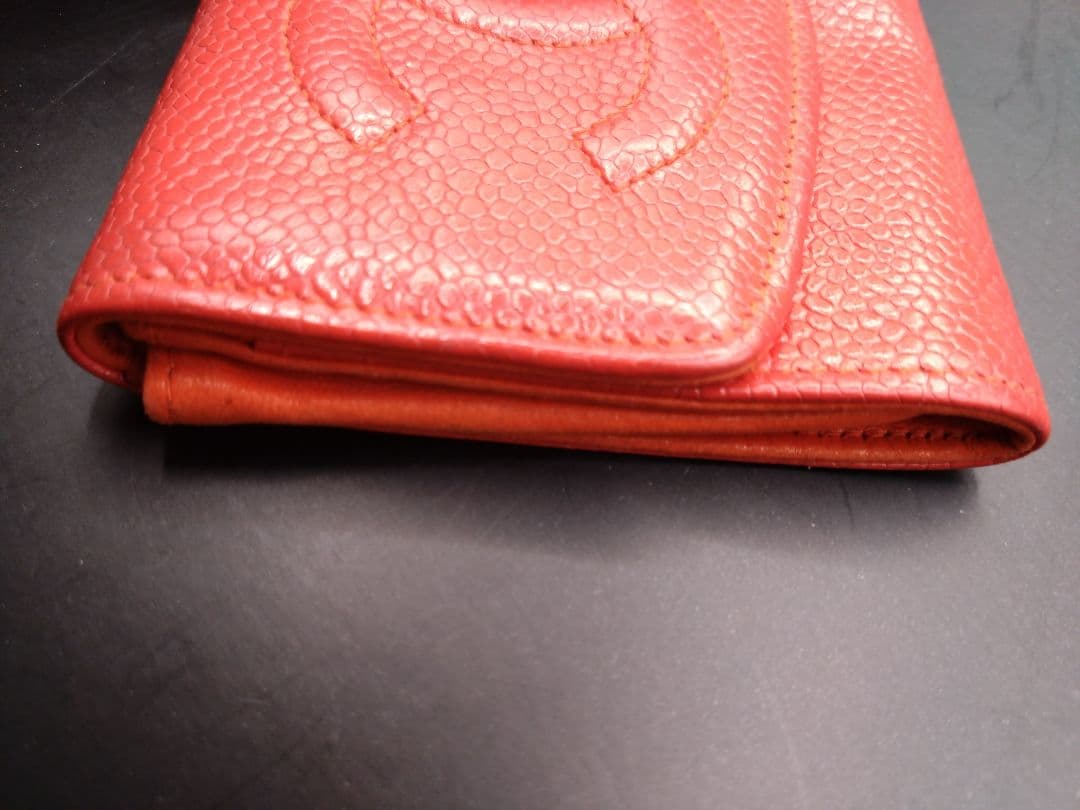 CHANEL ケース 小銭入れ 財布 ココマーク キャビアスキン 赤