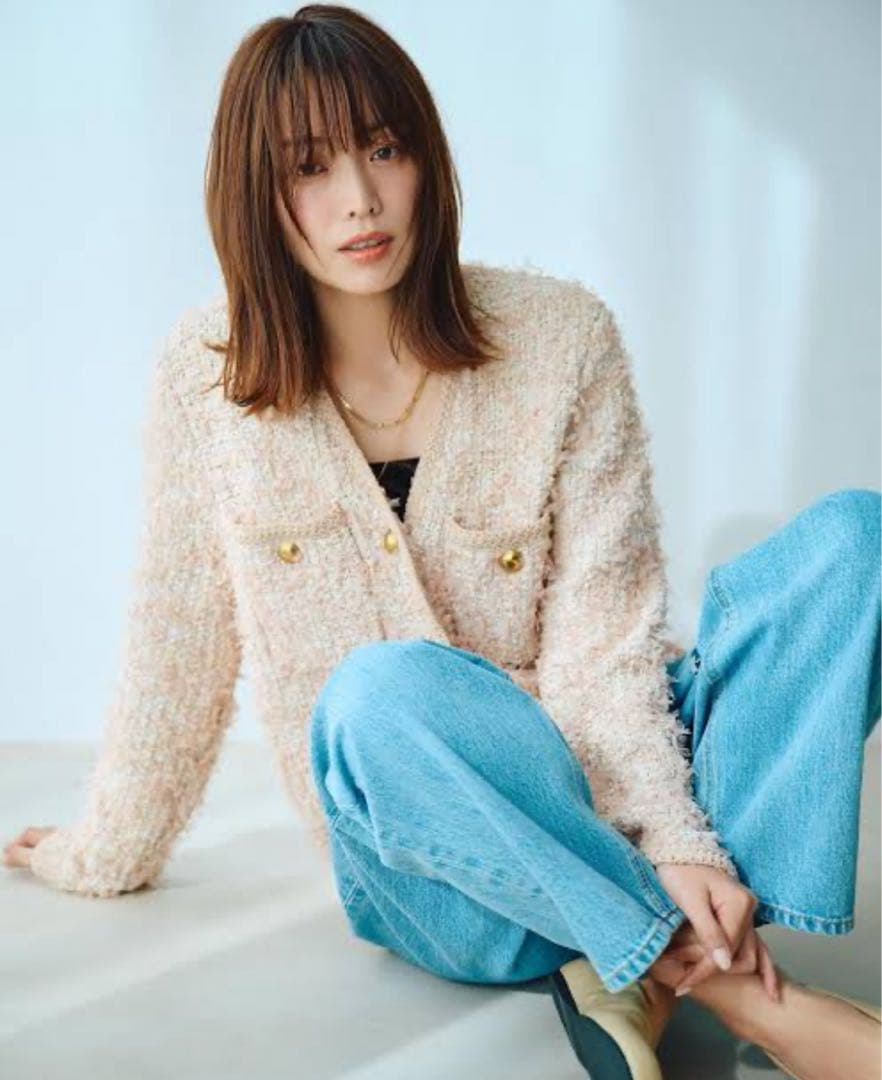 《新品タグ付き》ミラオーウェン ニットツイードショートジャケット