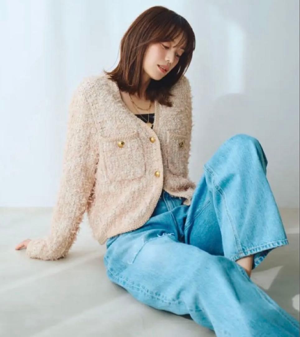 《新品タグ付き》ミラオーウェン ニットツイードショートジャケット