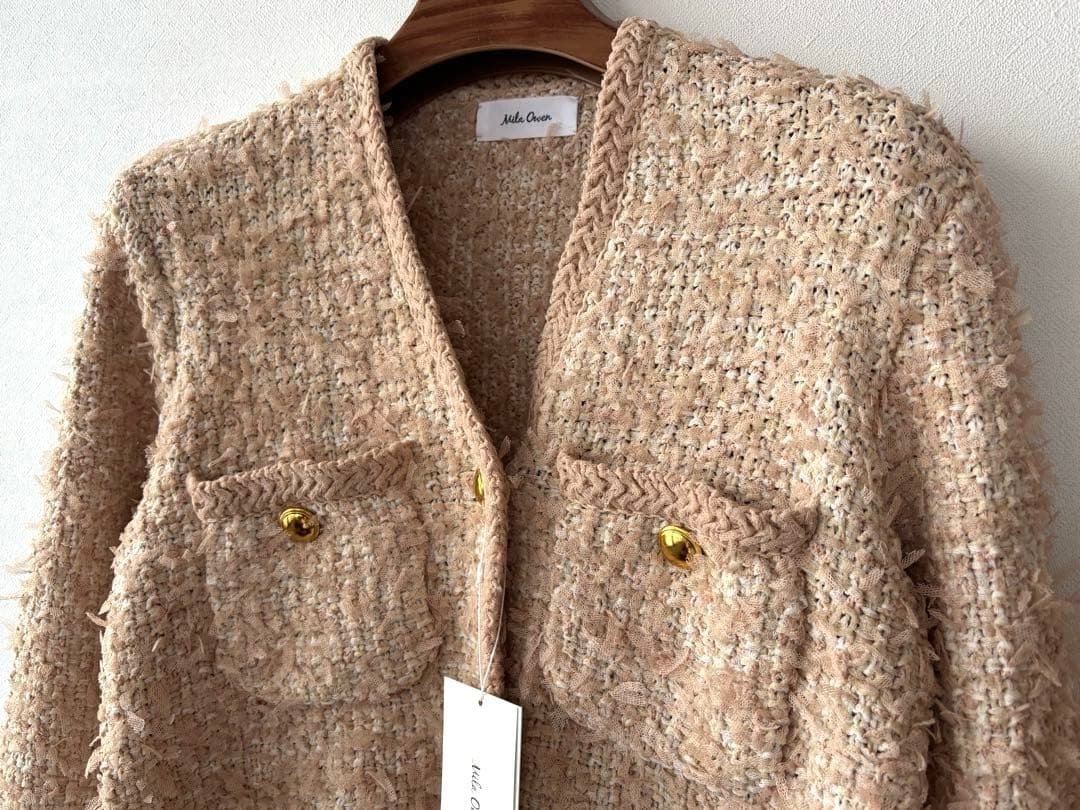 《新品タグ付き》ミラオーウェン ニットツイードショートジャケット