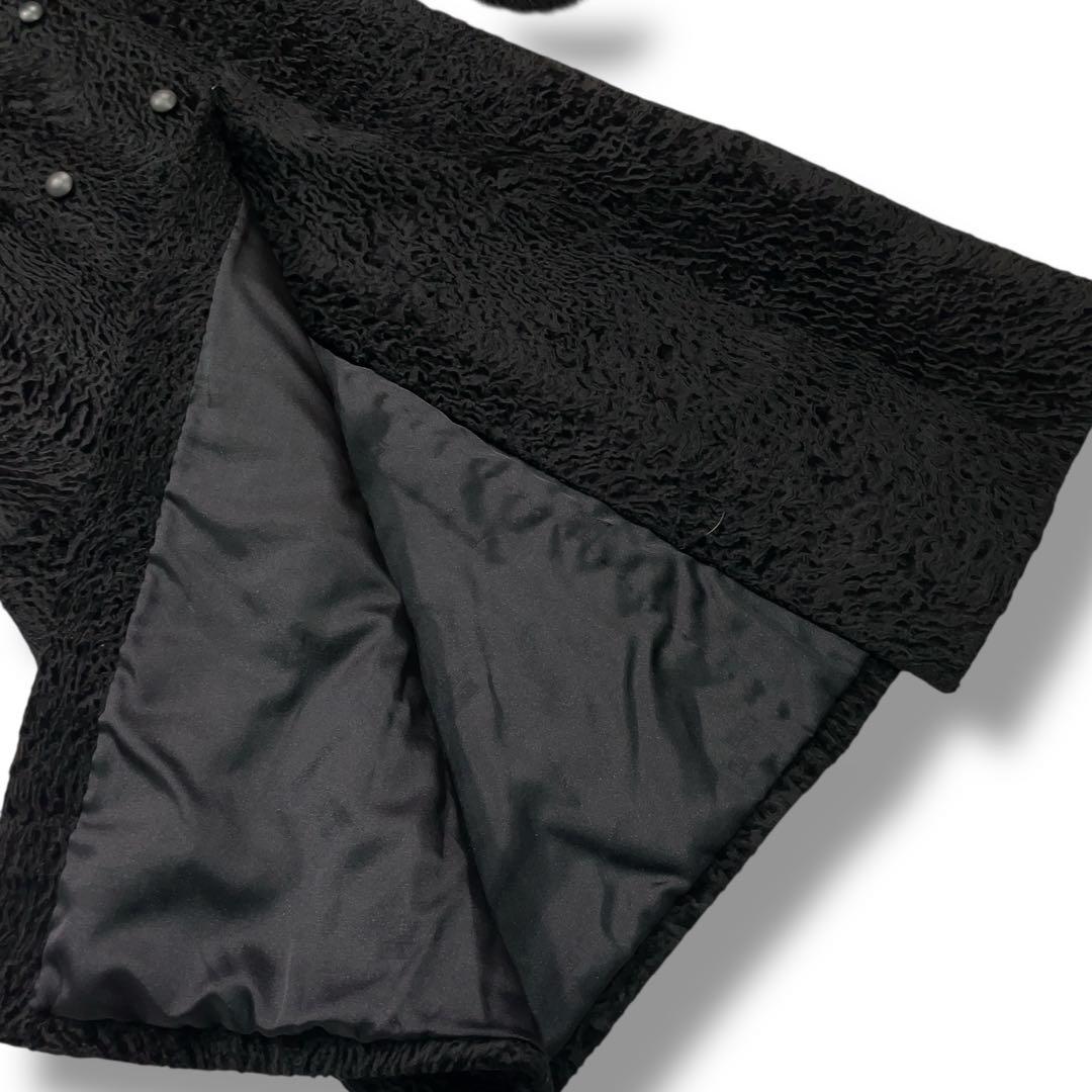 極美品 ERIFORT ペルシャンラム リアルファー ロングコート ブラック M