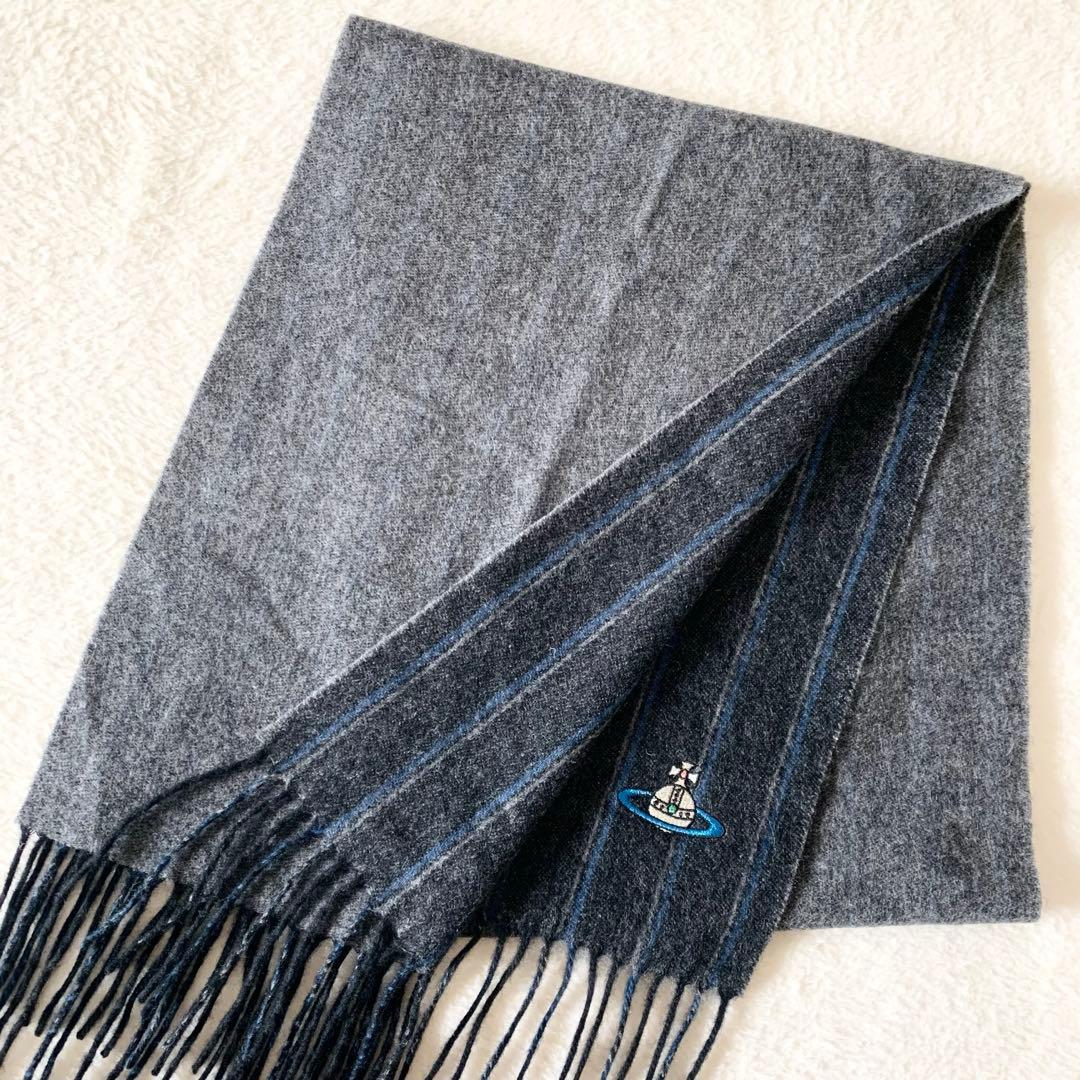 【極美品】ヴィヴィアンウエストウッド　カシミヤ100% マフラー　オーブ刺繍