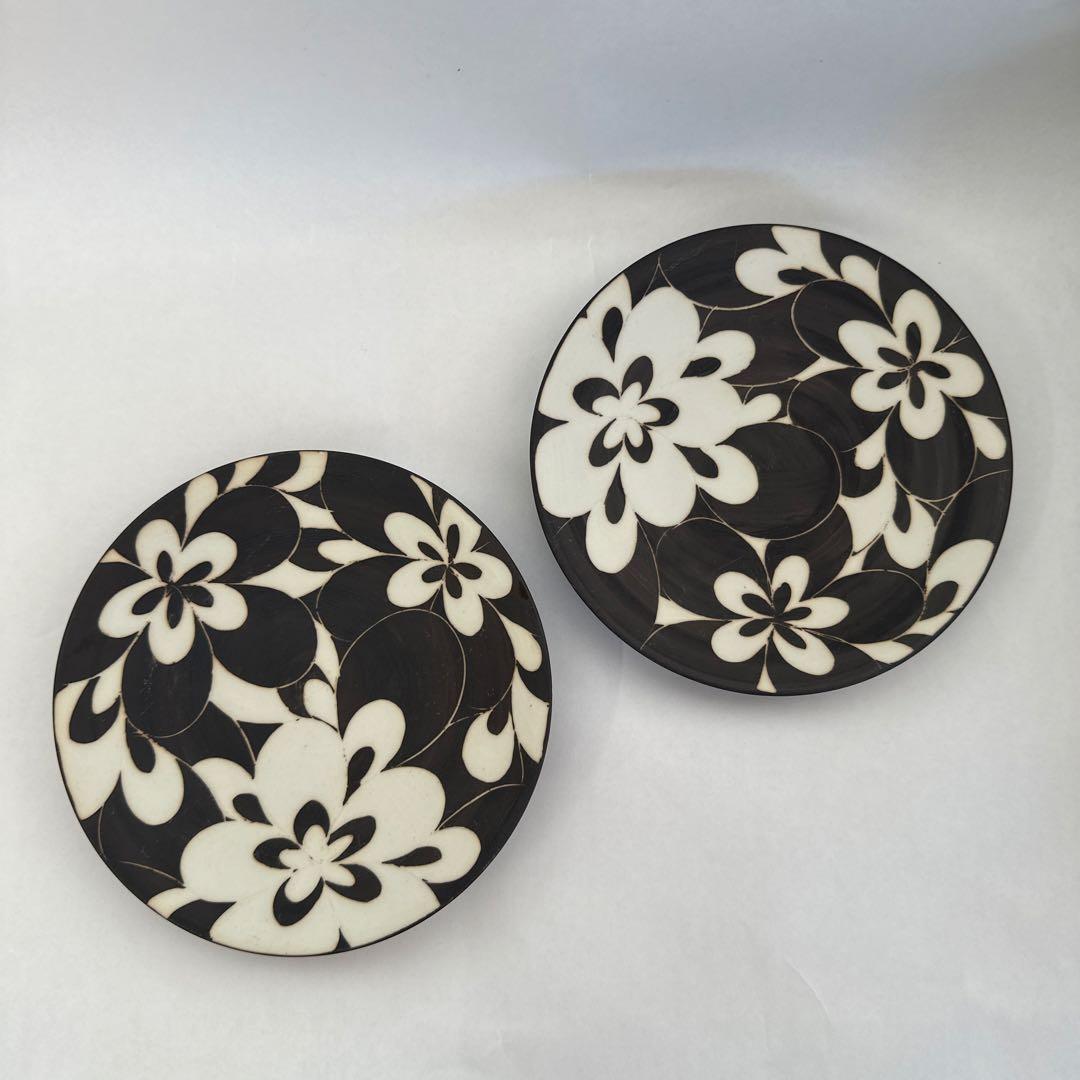 伊藤剛俊　花柄掻き落としシリーズ中皿２枚セット