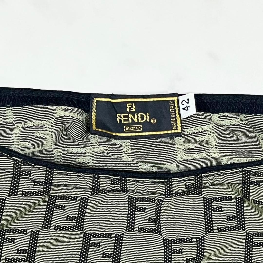 FENDI ズッカ柄 総柄 ノースリーブ トップス 42 S〜M相当 グリーン系