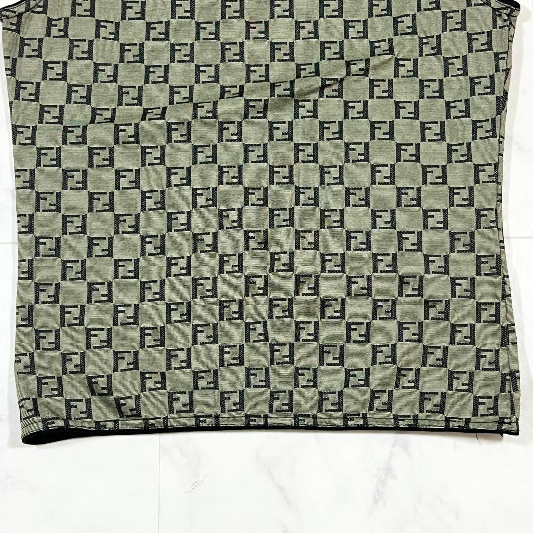 FENDI ズッカ柄 総柄 ノースリーブ トップス 42 S〜M相当 グリーン系
