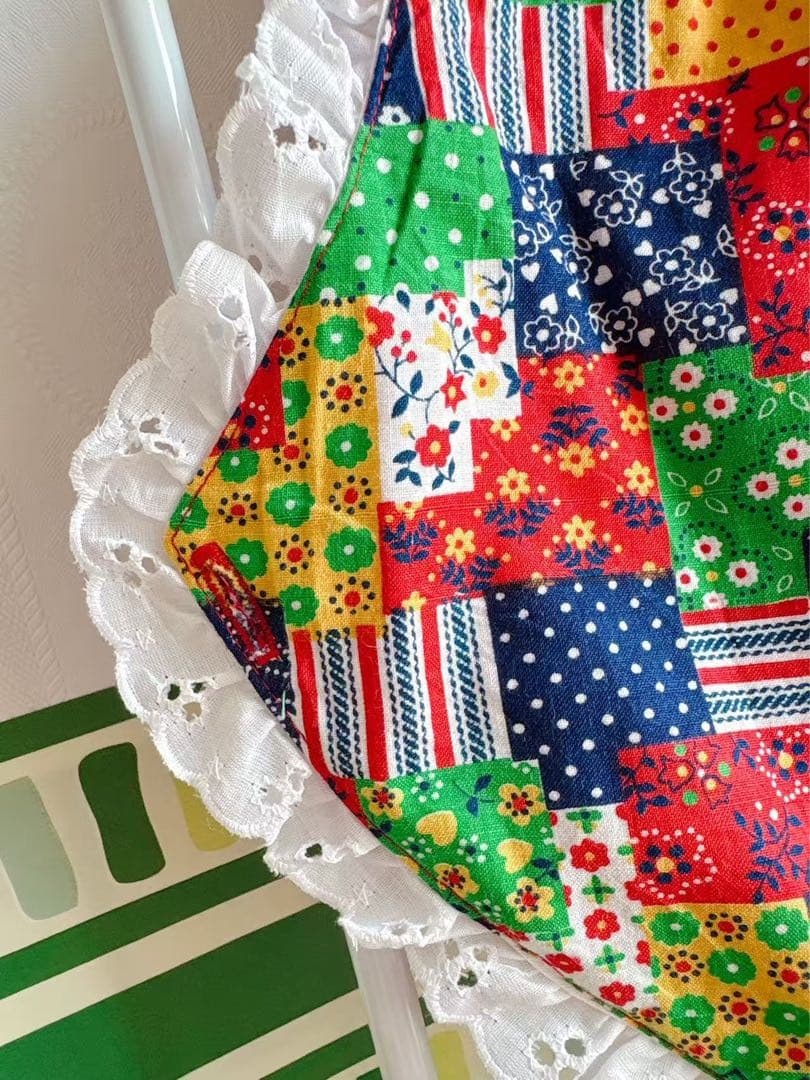 ヴィンテージ　Vintage カラフル　パッチワークエプロン　レア