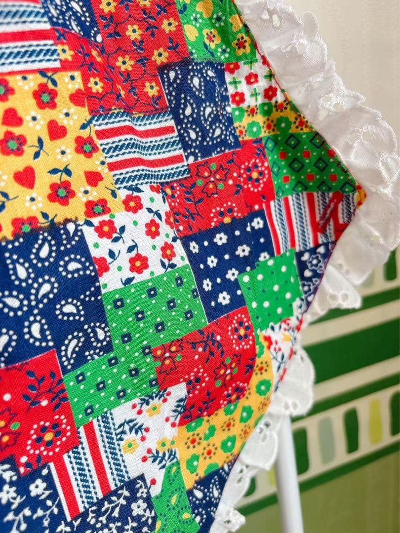 ヴィンテージ　Vintage カラフル　パッチワークエプロン　レア
