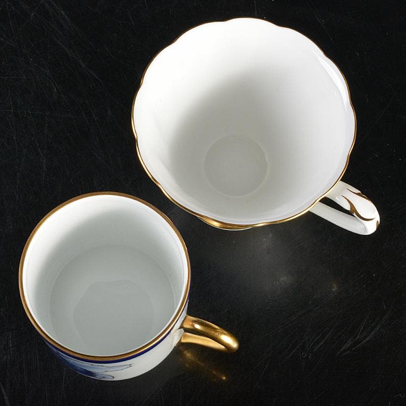 大倉陶園　染付金彩　コーヒーカップ＆ソーサー　2種2客　V　R7186