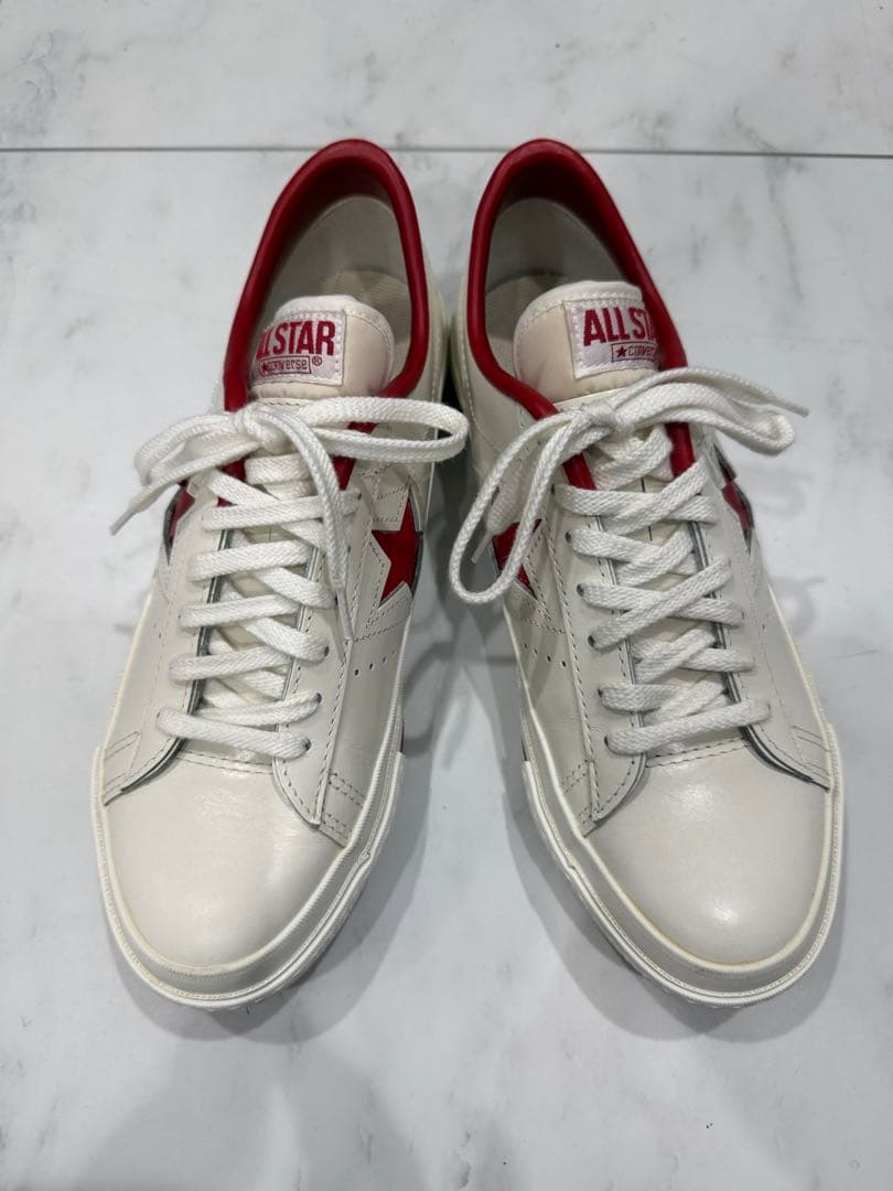 最終価格　ワンスター　レザー　コンバース　オールスター　レッド　24cm