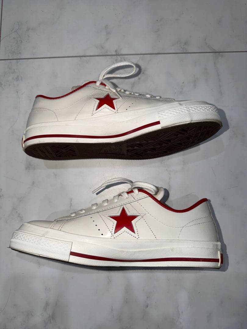 最終価格　ワンスター　レザー　コンバース　オールスター　レッド　24cm