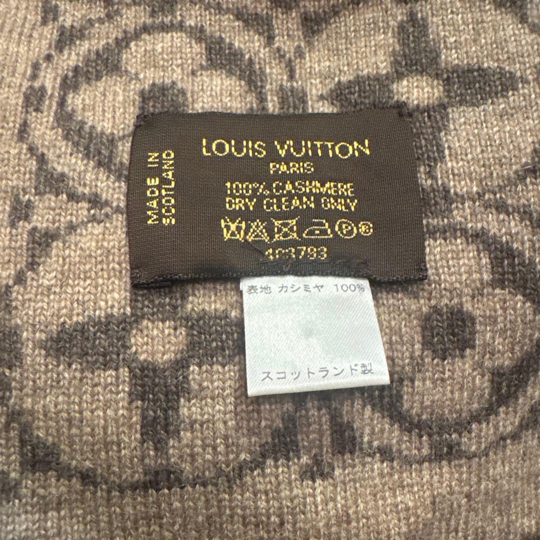 Louis Vuitton カシミヤ、モノグラムマフラー ベージュ/ブラウン