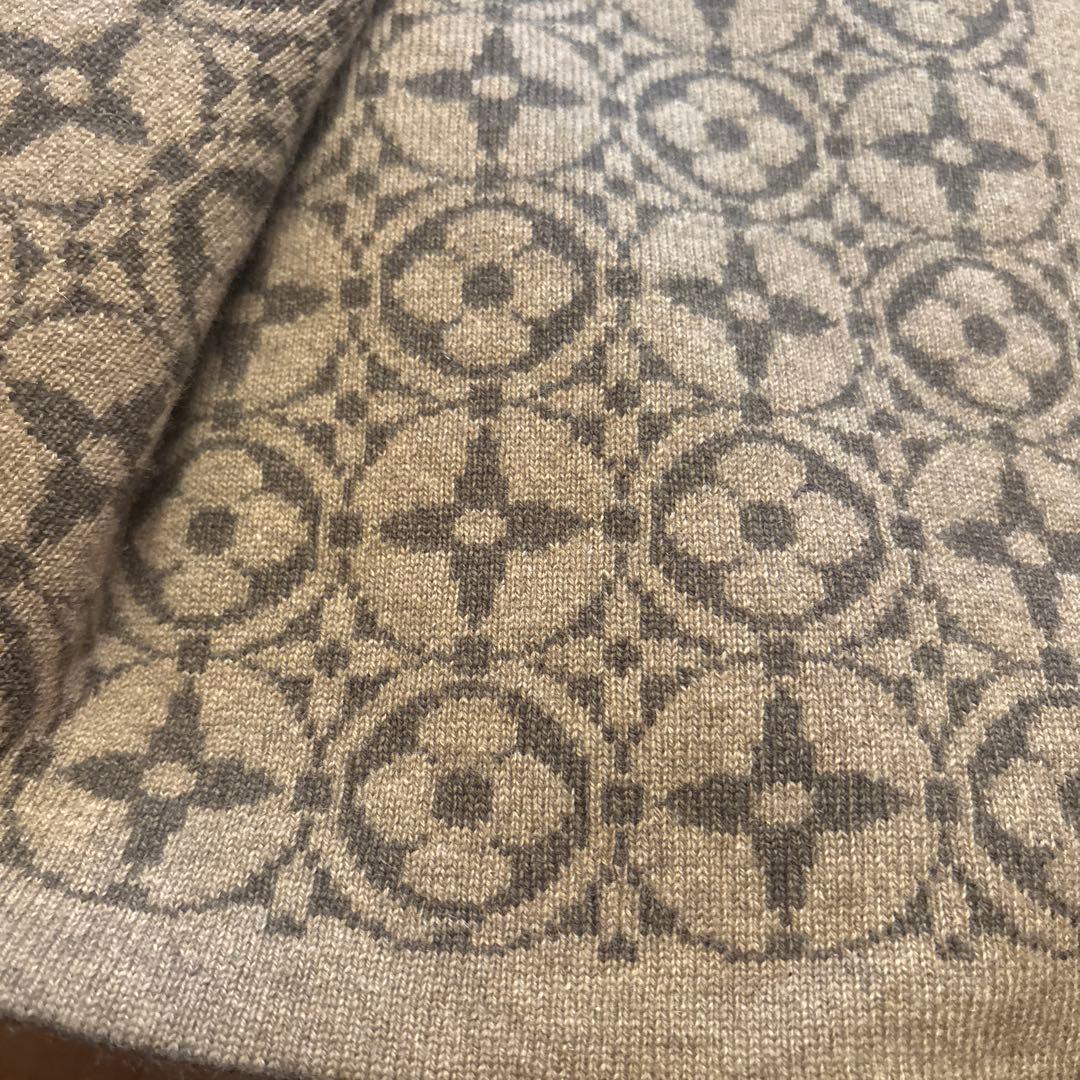 Louis Vuitton カシミヤ、モノグラムマフラー ベージュ/ブラウン