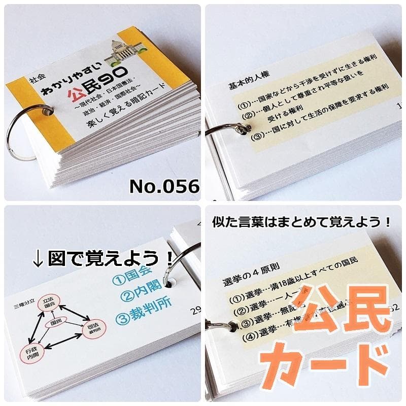 【084】❗️中学受験対策　社会の地理、歴史、公民　暗記カード