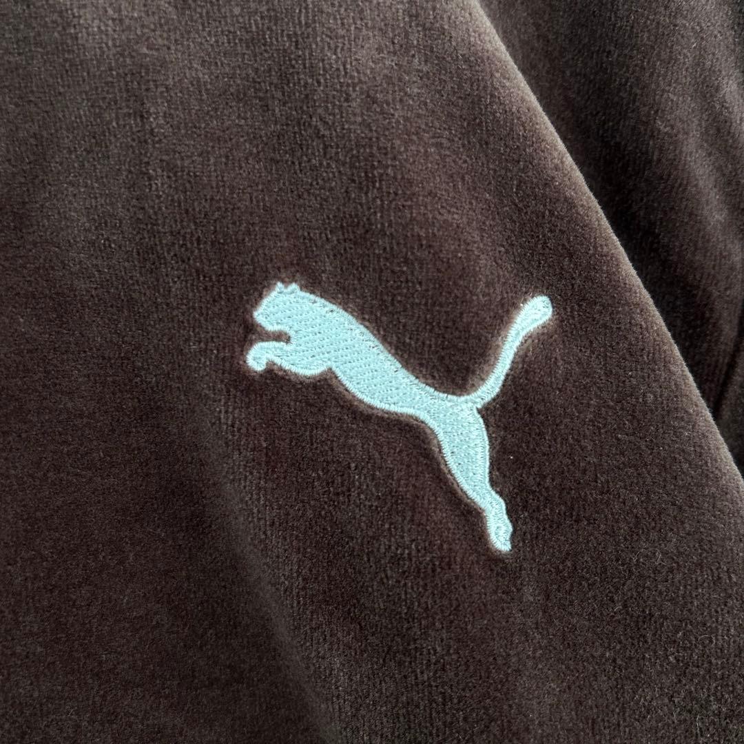 【人気カラー】PUMA セットアップ　ベロア　ロゴ刺繍　ブラウン　美品