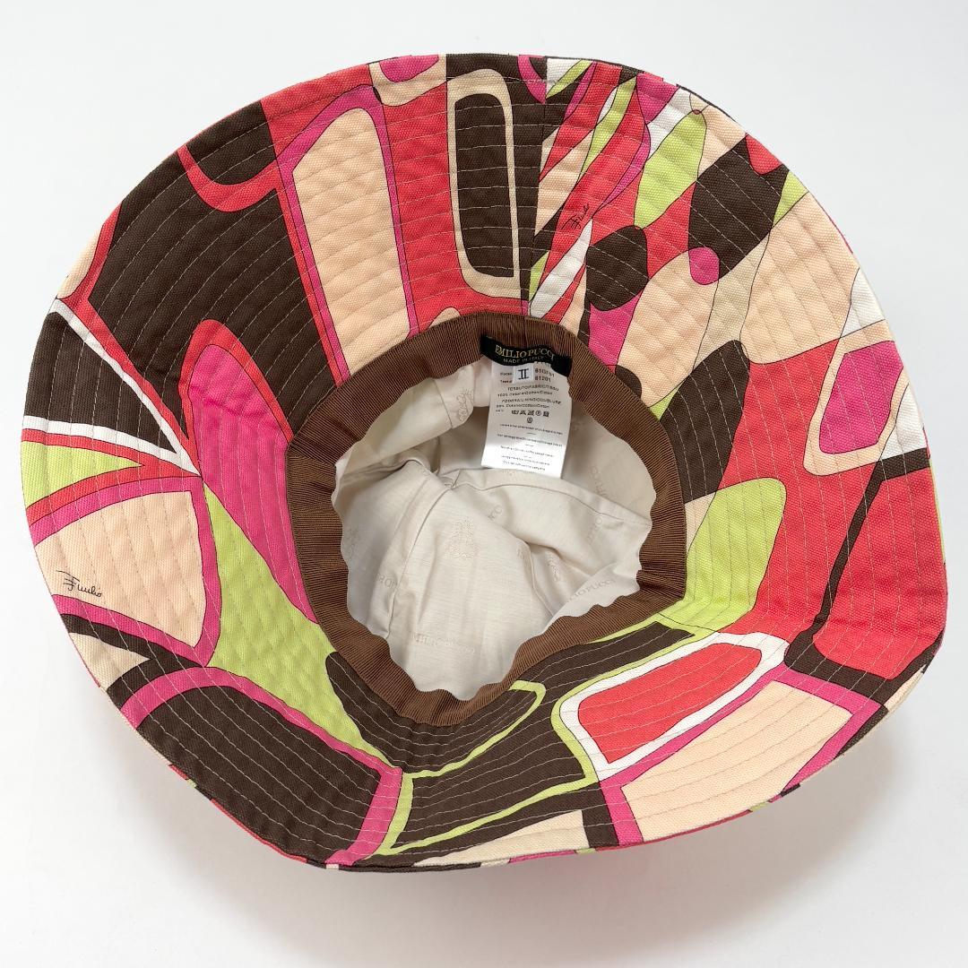 美品 EMILIO PUCCI 総柄 コットンキャンバス バケットハット 2