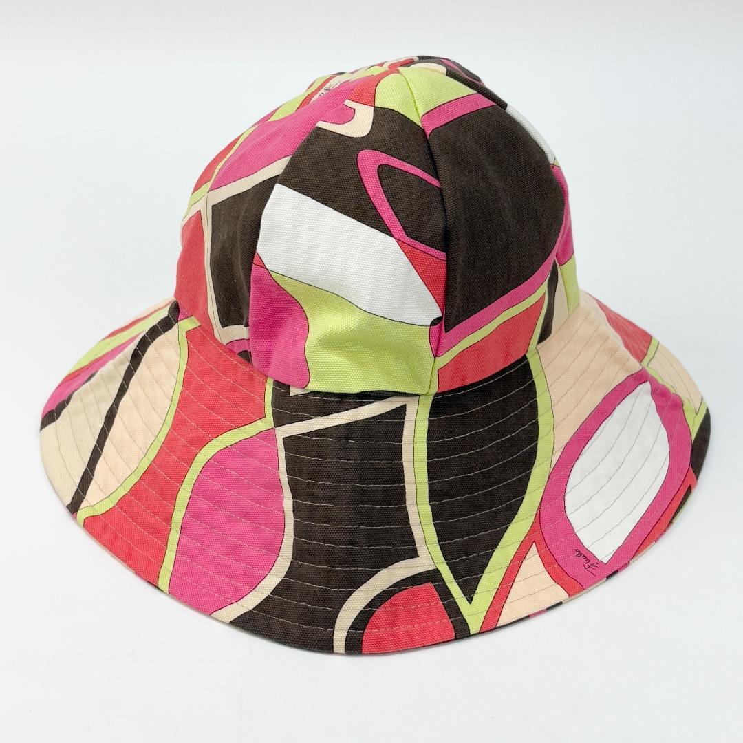 美品 EMILIO PUCCI 総柄 コットンキャンバス バケットハット 2