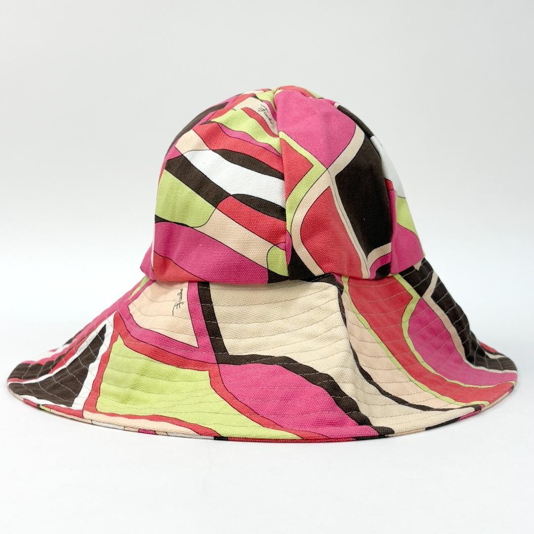 美品 EMILIO PUCCI 総柄 コットンキャンバス バケットハット 2
