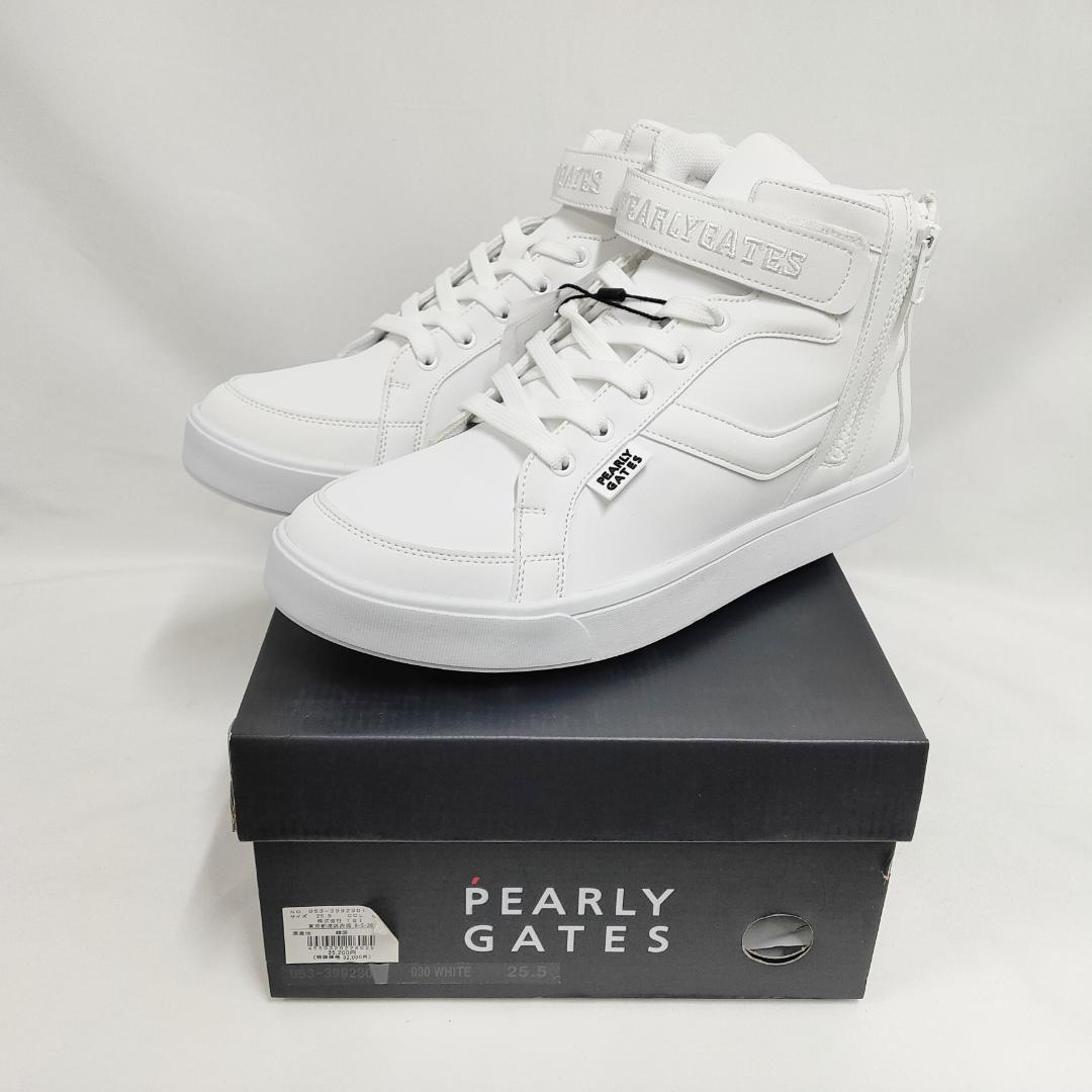 ○★新品 未使用 パーリーゲイツ ミドルカット ゴルフシューズ ホワイト25.5