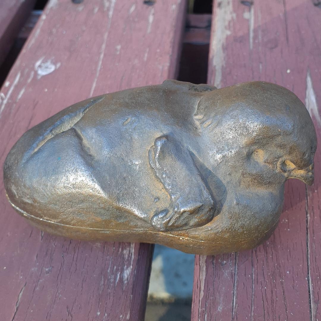 茶道具　鋳銅造り　ひよこ　香盆　香合　金箔　共箱　アンティーク　時代物