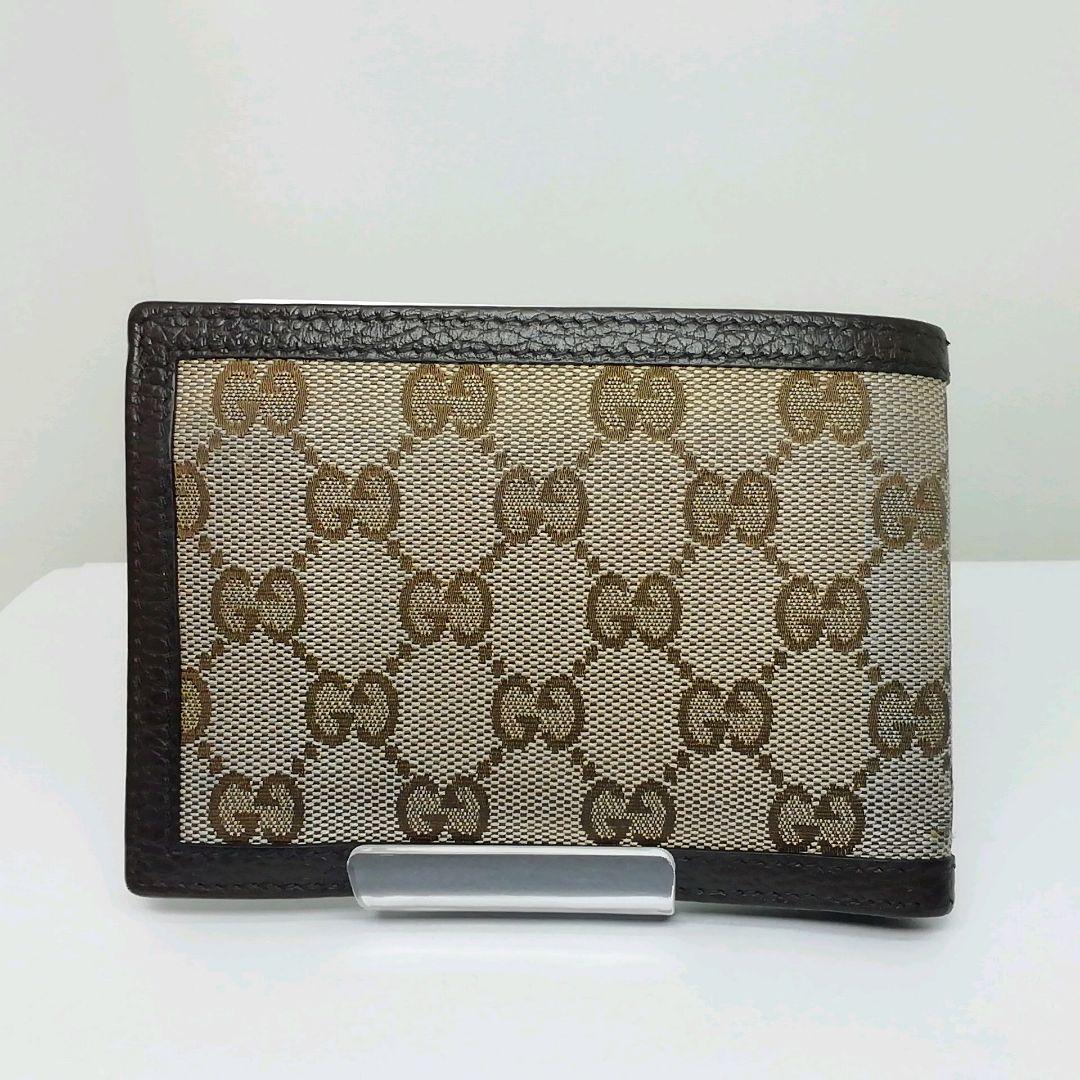 GUCCI　グッチ　GGキャンバス ブラウン　小銭入れ有り　折り畳みタイプ