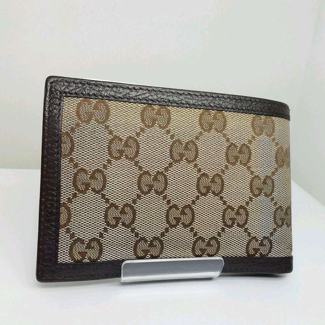 GUCCI　グッチ　GGキャンバス ブラウン　小銭入れ有り　折り畳みタイプ