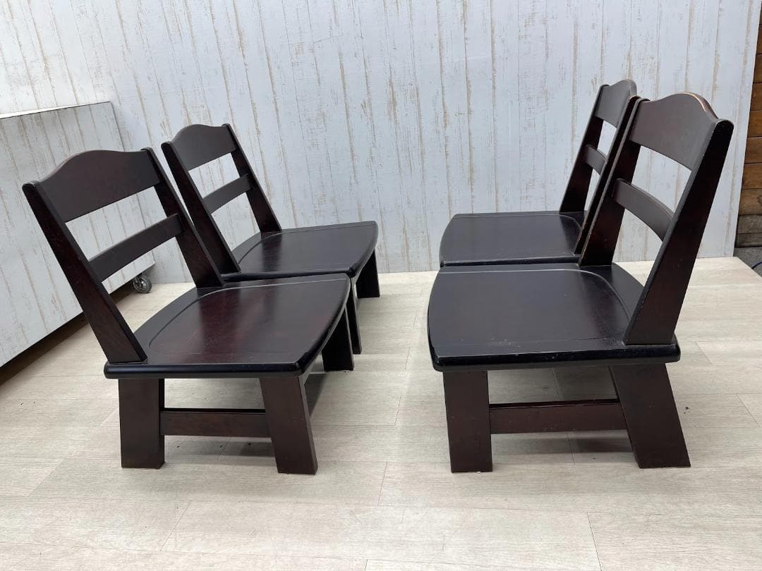 北海道民芸家具 ローチェア 樺材 4脚 まとめて ダイニングチェア 木製