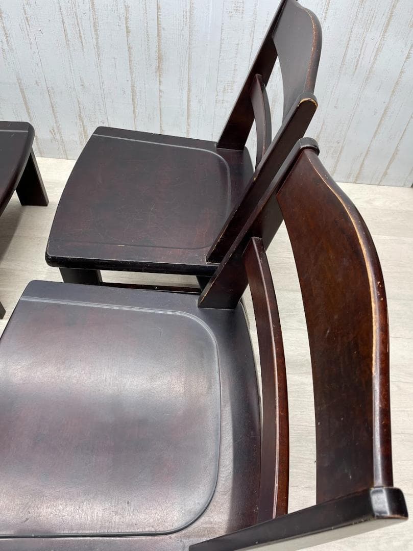 北海道民芸家具 ローチェア 樺材 4脚 まとめて ダイニングチェア 木製