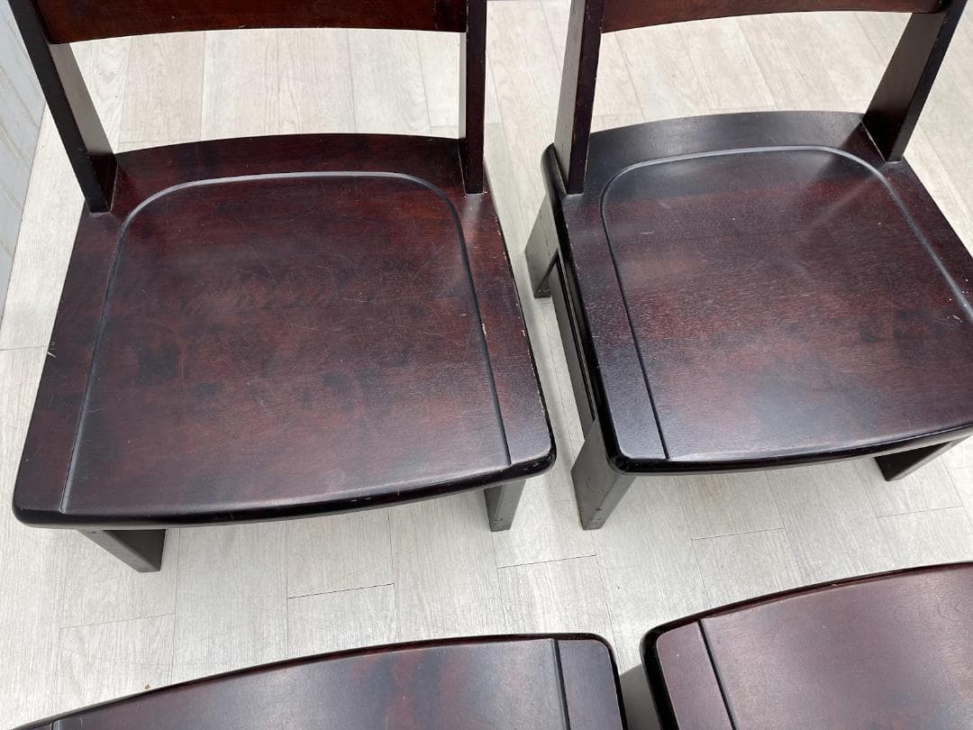 北海道民芸家具 ローチェア 樺材 4脚 まとめて ダイニングチェア 木製