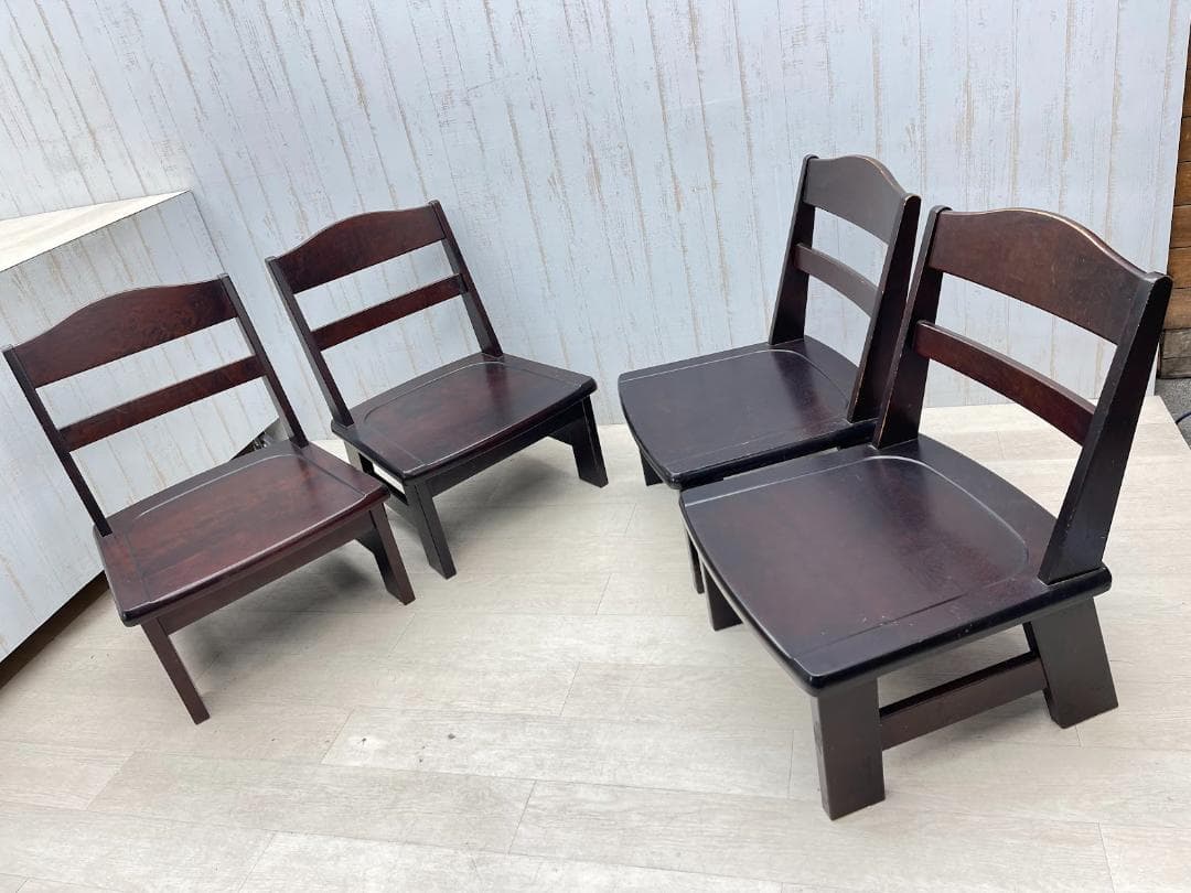 北海道民芸家具 ローチェア 樺材 4脚 まとめて ダイニングチェア 木製