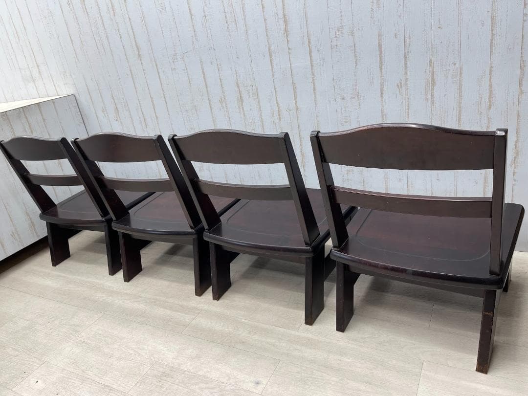 北海道民芸家具 ローチェア 樺材 4脚 まとめて ダイニングチェア 木製