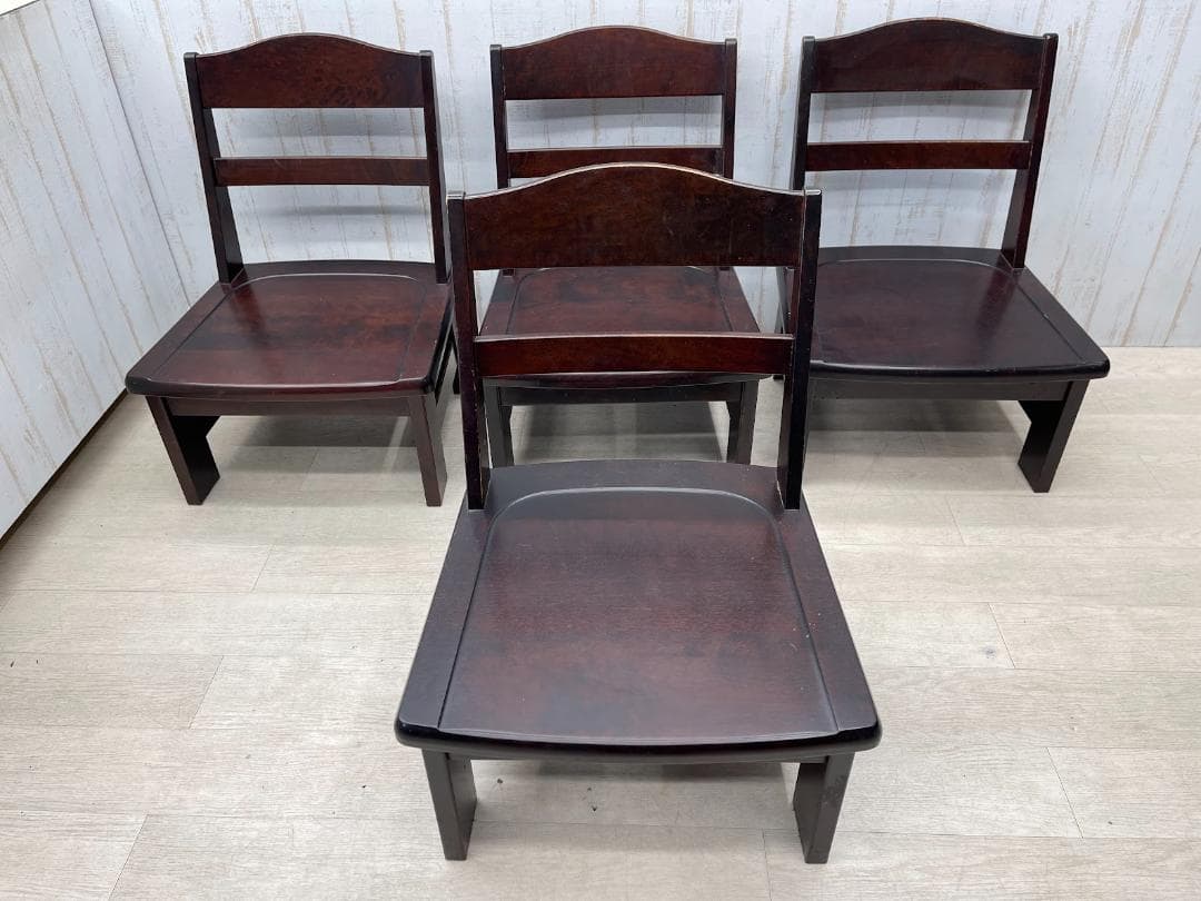 北海道民芸家具 ローチェア 樺材 4脚 まとめて ダイニングチェア 木製