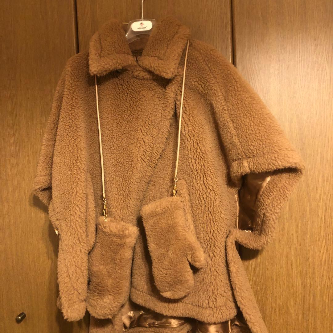 MaxMara マックスマーラ　テディ　ケープコート キャメル　フリー　ミトン付