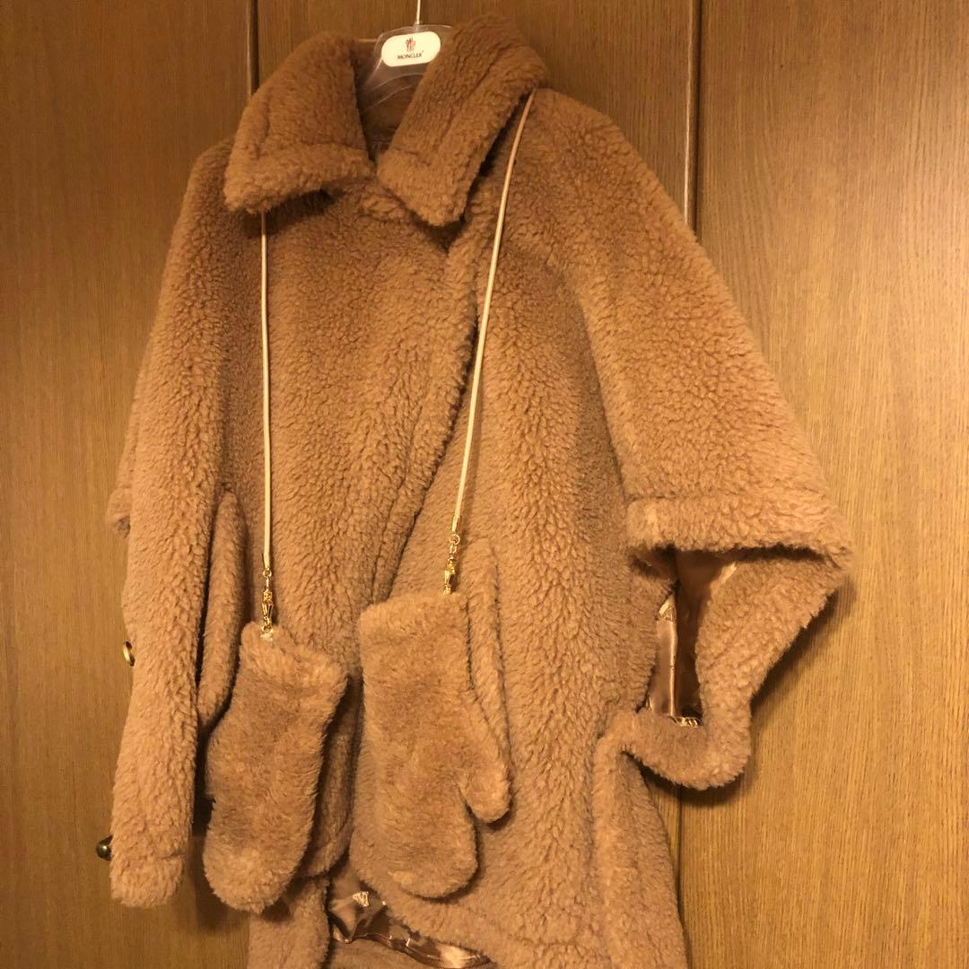 MaxMara マックスマーラ　テディ　ケープコート キャメル　フリー　ミトン付
